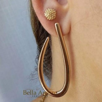 Detalhes do produto Brinco Grande Gota Folheado a Ouro