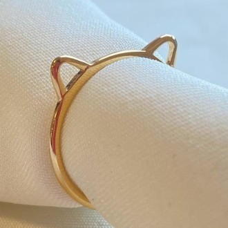Detalhes do produto Anel Pet Orelha de Gato Folheado a Ouro