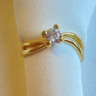 Detalhes do produto Anel Solitário Pedra Zircônia Folheado a Ouro