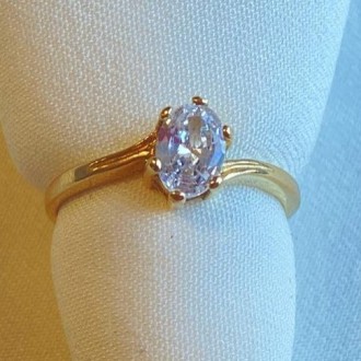 Detalhes do produto Anel Solitário Pedra Zircônia Oval Folheado a Ouro