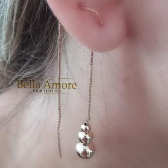 Detalhes do produto Brinco Bolas Correntes Veneziana Folheada a Ouro
