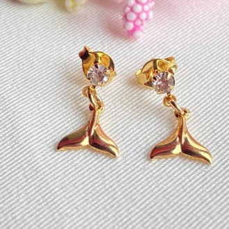 Detalhes do produto Brinco Cauda de Sereia com Cristal Folheado a Ouro