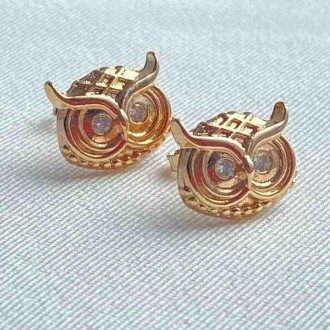Detalhes do produto Brinco folheado a ouro coruja cravejado com zircônia