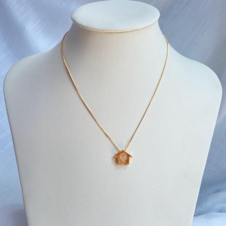 Detalhes do produto Gargantilha Amo Minha Casa com Coração Cravejado Folheado a Ouro 18K
