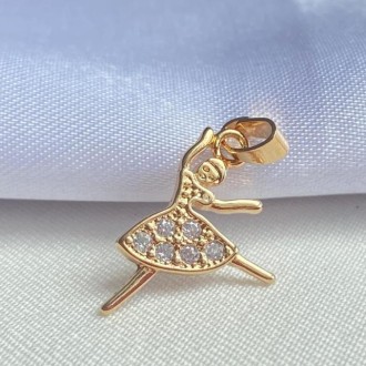 Detalhes do produto Pingente Bailarina Cravejado com Zircônias Folheado a Ouro