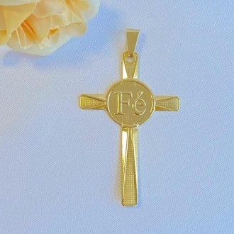 Detalhes do produto Pingente Cruz com Medalha Escrito 