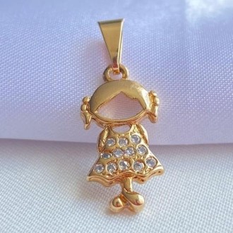 Detalhes do produto Pingente Menina Cravejado com Zircônias Folheado a Ouro