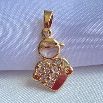 Detalhes do produto Pingente Menino Coração Cravejado Zircônia Folheado a Ouro