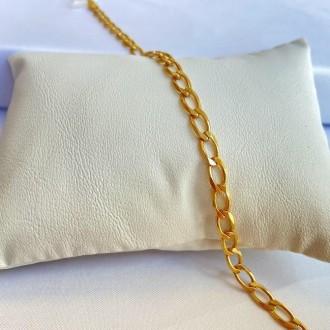 Detalhes do produto Pulseira Masculina Grumet Longa Diamantada Folheada a Ouro