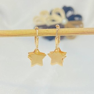 Detalhes do produto Brinco Argola Pingentes Estrelas Folheada a Ouro