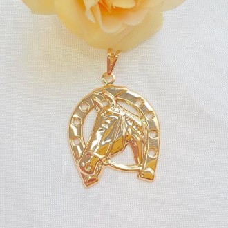 Detalhes do produto Pingente Country Cavalo com Ferradura Folheado a Ouro