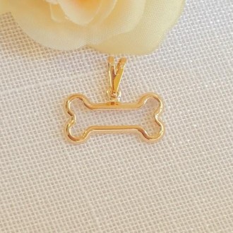 Detalhes do produto Pingente Pet Osso Vazado Folheado a Ouro