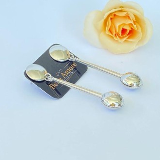 Detalhes do produto Brinco Palito com Bola Folheado a Rhodium Branco, 5,5cm