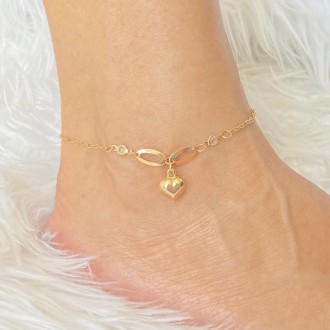 Detalhes do produto Tornozeleira com Pingente Coração Folheada a Ouro