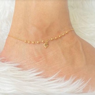 Detalhes do produto Tornozeleira Pingente Coração Folheada a Ouro