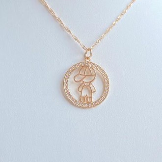 Detalhes do produto Gargantilha Mandala Menino, Cravejados com Zircônias, Folheado a Ouro 18K