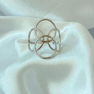 Detalhes do produto Anel Geometrico Elos Folheado a Rhodium Branco