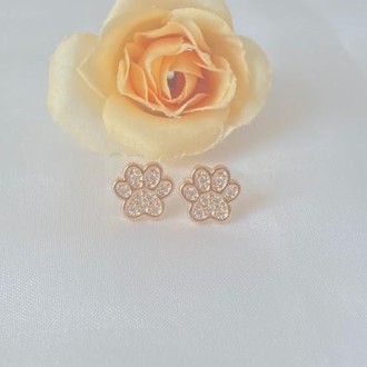 Detalhes do produto Brinco Patinha Cravejado com Zircônias Folheado a Ouro 18k