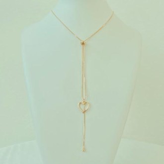 Detalhes do produto Gargantilha Gravatinha Coração Folheada a Ouro 18K