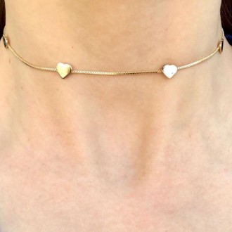 Detalhes do produto Gargantilha Choker Veneziana com Coração, Folheada a Ouro 18K