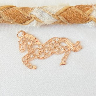 Detalhes do produto Pingente Cavalo Cravejado Zircônias Folheado a Ouro 18K