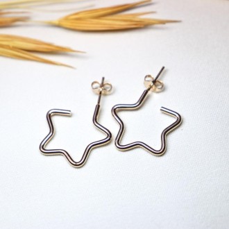 Detalhes do produto Brinco Argola Estrela Folheado a Ouro 18K
