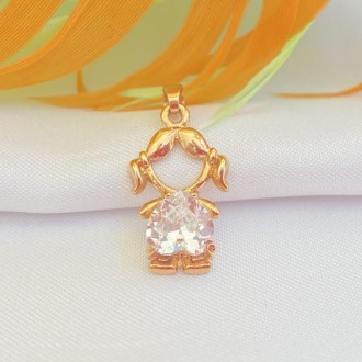 Detalhes do produto Pingente Menina Corpo Zircônia Coração Folheado a Ouro 18K