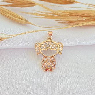 Detalhes do produto Pingente Menina Cravejado com Zircônias Folheado a Ouro 18K