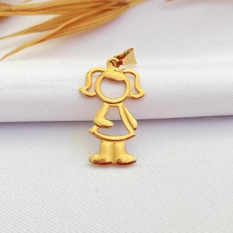 Detalhes do produto Pingente Menina Folheado a Ouro 18K, Tamanho Aprox. 3,5cm