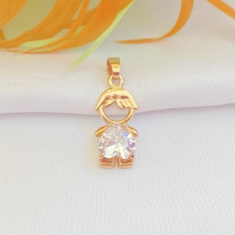 Detalhes do produto Pingente Menino Corpo Zircônia Coração Folheado a Ouro 18K