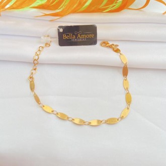 Detalhes do produto Pulseira Chapa Oval Lisa Folheada a Ouro 18K