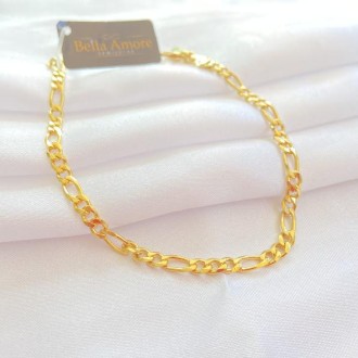 Detalhes do produto Pulseira Masculina 3x1 Folheada a Ouro 18k, 21cm