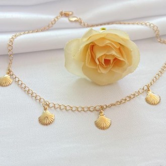 Detalhes do produto Tornozeleira Moda Praia, Conchas Folheado a Ouro 18K