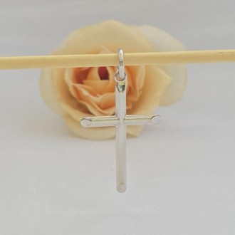 Detalhes do produto Pingente Cruz Palito Folheada a Rhodium Branco