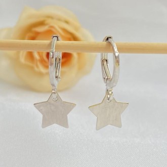 Detalhes do produto Brinco Argola Estrela Folheado a Rhodium Branco