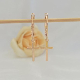 Detalhes do produto Brinco Argola Infantil Cruz Folheado a Ouro 18K