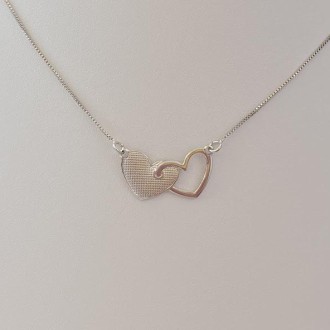 Detalhes do produto Gargantilha Corações Estampado Folheado a Rhodium Branco