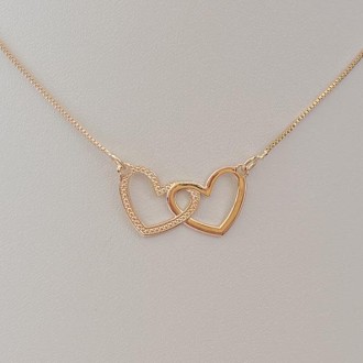 Detalhes do produto Gargantilha Corações Vazados Folheado a Ouro 18K
