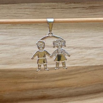 Detalhes do produto Pingente Casal de Filhos Folheado a Rhodium Branco