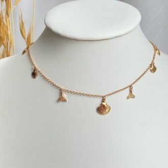 Detalhes do produto Choker Conchas-búzios-rabo sereia, Folheada a Ouro 18K