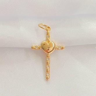 Detalhes do produto Pingente Cruz Cravejado com Zircônias Folheado a Ouro 18K