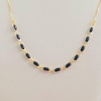 Detalhes do produto Gargantilha Pérola Oval Preta Folheada a Ouro 18K
