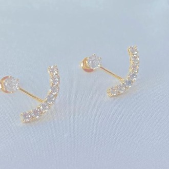 Detalhes do produto Brinco Ear Jacket Cravejado com Zircônias, Folheado a Ouro 18K