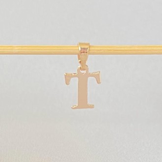 Detalhes do produto Pingente Letras T Tamanho Aprox. 1cm, Folheado a Ouro 18K