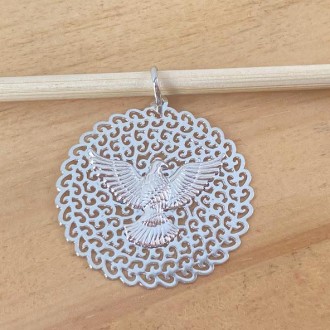 Detalhes do produto Pingente Grande Mandala Espirito Santo, Folheado a Rhodium Branco