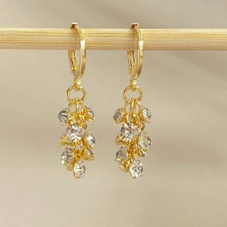 Detalhes do produto Brinco Argola Cacho Cristais, Folheado a Ouro 18K