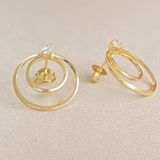 Detalhes do produto Brinco Elos com Zircônia Folheado a Ouro 18K