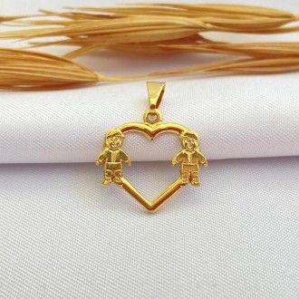 Detalhes do produto Pingente Coração Dois Meninos Folheado a Ouro 18K