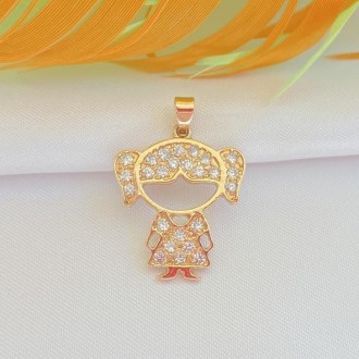 Detalhes do produto Pingente Menina Cravejado com Zircônias Folheado a Ouro 18K