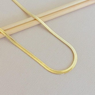 Detalhes do produto Choker Fita Laminada 3mm, Folheada a Ouro 18K
